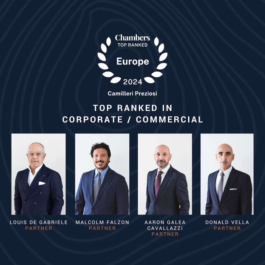 Chambers & Partners Top Ranking in Commercial/Corporate Europe 2024 - Camilleri Preziosi Malta