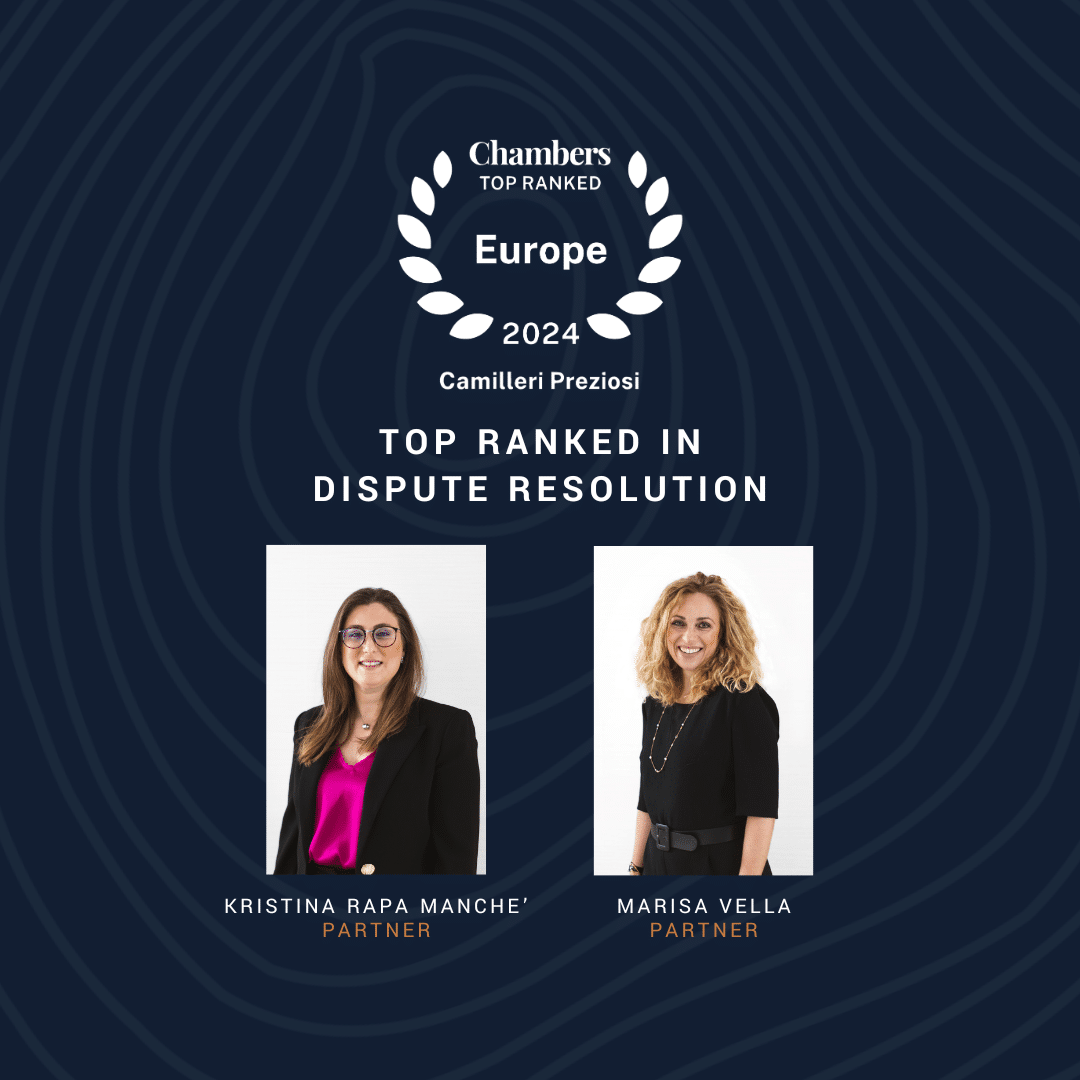 Chambers and Partners Top Ranked in Dispute Resolution - Camilleri Preziosi Malta