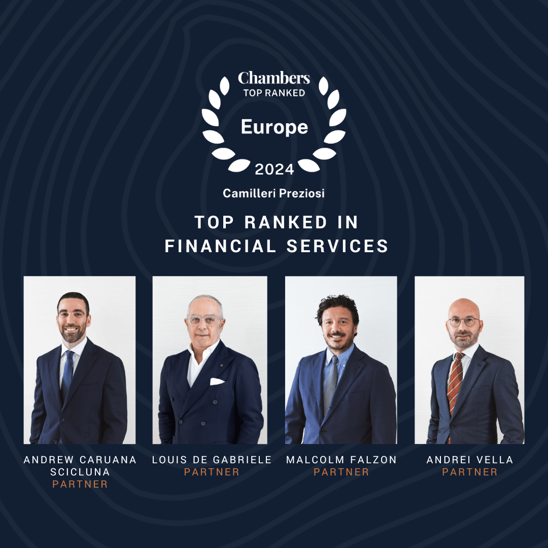 Chamber & Partners Europe 2024 - Top Ranked in Financial Services - Camilleri Preziosi Malta