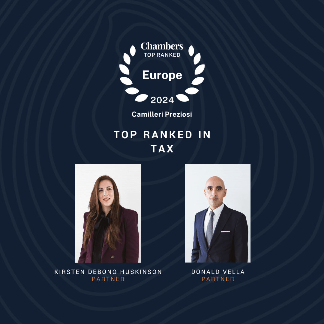 Chambers and Partners Top Ranked Best in TAX 2024 - Camilleri Preziosi Malta